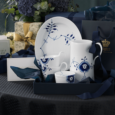 Royal Copenhagen Blå Mega Riflet kande 1,5 liter