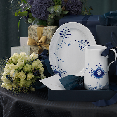 Royal Copenhagen Blå Mega Riflet kande 1,5 liter