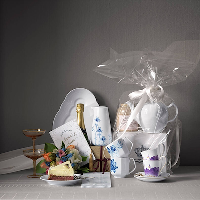 Royal Copenhagen Blomst krus Kamelia blå 33 cl