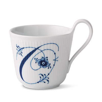 Royal Copenhagen Alfabet krus O blå 33 cl