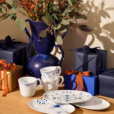 Royal Copenhagen History Mix & Match højhankskrus blå/hvid/grå 33 cl