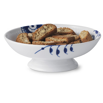 Royal Copenhagen Blå Mega Riflet skål på fod blå