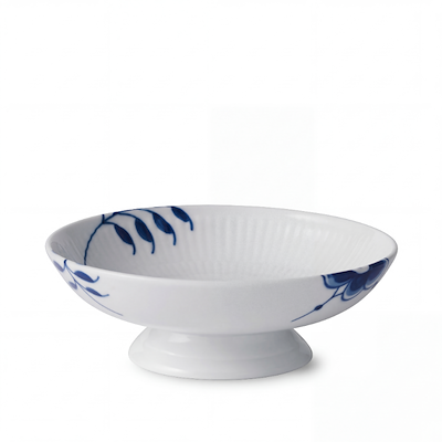 Royal Copenhagen Blå Mega Riflet skål på fod Ø 17 cm