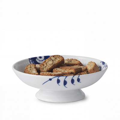 Royal Copenhagen Blå Mega Riflet skål på fod Ø 17 cm