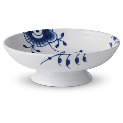 Royal Copenhagen Blå Mega Riflet skål på fod blå