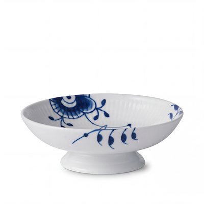 Royal Copenhagen Blå Mega Riflet skål på fod Ø 17 cm