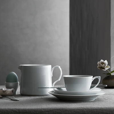 Royal Copenhagen Hvid Riflet kande hvid 0,7 liter