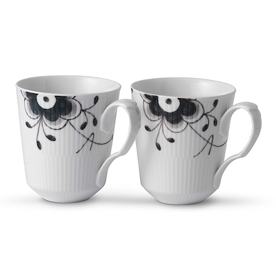 Royal Copenhagen Sort Mega Riflet krus sort/hvid 2 stk. 38 cl