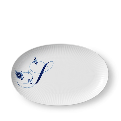 Royal Copenhagen Alfabet oval tallerken S blå 23 cm
