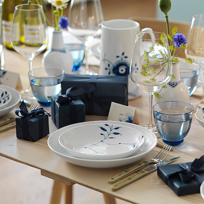 Royal Copenhagen Hvid Riflet tallerken grå 25 cm