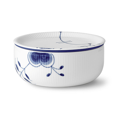 Royal Copenhagen Blå Mega Riflet opbevaringskrukke 0,75 L