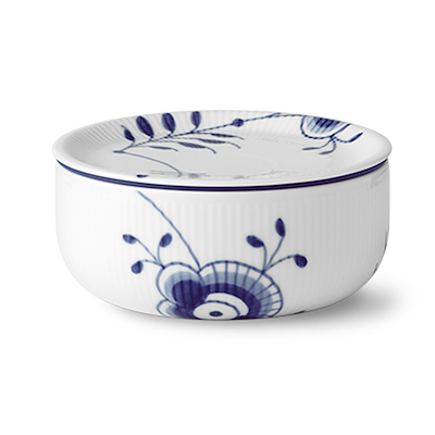 Royal Copenhagen Blå Mega Riflet opbevaringskrukke 0,75 L