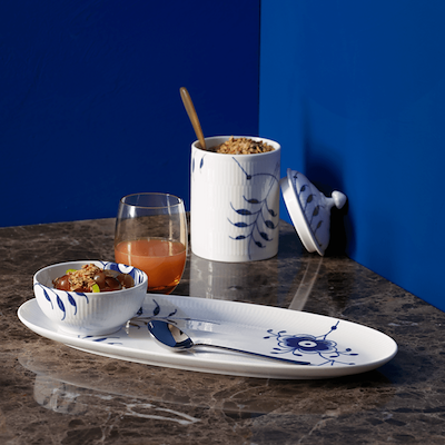 Royal Copenhagen Blå Mega Riflet krukke H 16 cm