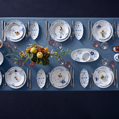 Royal Copenhagen Blå Mega Riflet fad 37 cm
