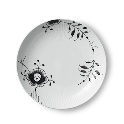 Royal Copenhagen Sort Mega Riflet tallerken sort 25 cm