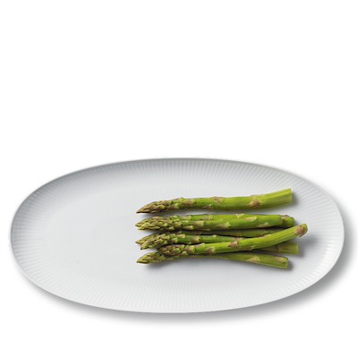 Royal Copenhagen Hvid Riflet aflangt fad hvid 37 cm