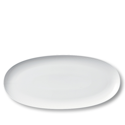 Royal Copenhagen Hvid Riflet aflangt fad hvid 37 cm