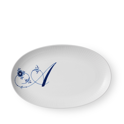 Royal Copenhagen Alfabet oval tallerken A blå 23 cm