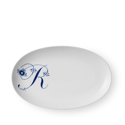 Royal Copenhagen Alfabet oval tallerken R blå 23 cm