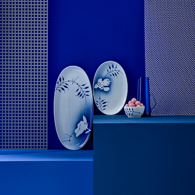 Royal Copenhagen Mega Rose fad blå 38 cm