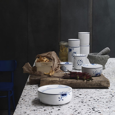 Royal Copenhagen Blå Mega Riflet opbevaringskrukke 1,4 L