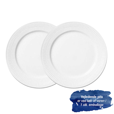 Royal Copenhagen Hvid Riflet tallerken Ø27 cm 2-pak