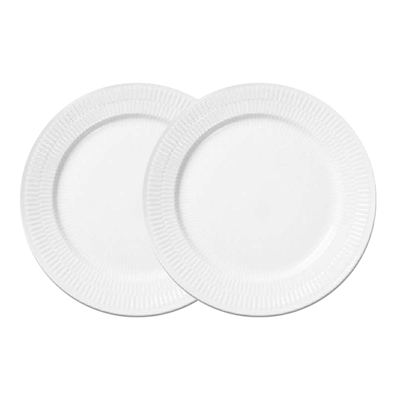 Royal Copenhagen Hvid Riflet tallerken 22 cm 2-pak