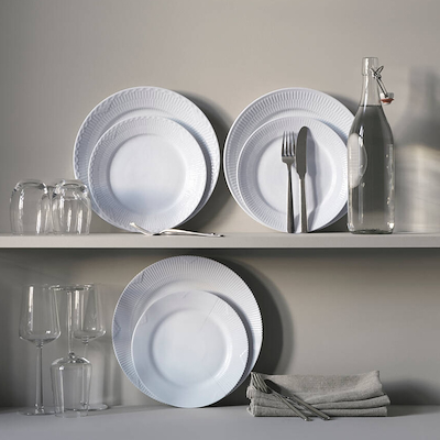 Royal Copenhagen Hvid Elements middagstallerken hvid Ø28 cm 2 stk.