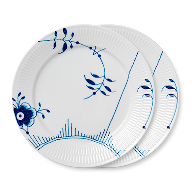 Royal Copenhagen Blå Mega Riflet tallerken 2 stk. 27 cm