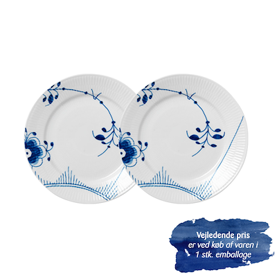 Royal Copenhagen Blå Mega Riflet tallerken 2 stk. 22 cm
