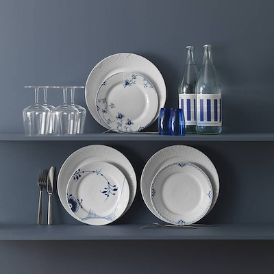 Royal Copenhagen Blå Mega Riflet tallerken 2 stk. 22 cm