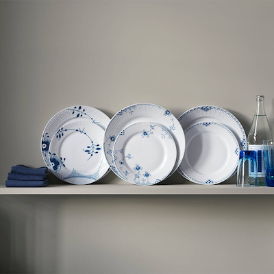 Royal Copenhagen Blå Mega Riflet tallerken 2 stk. 22 cm