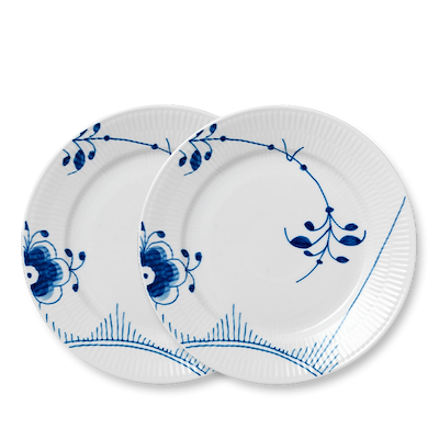 Royal Copenhagen Blå Mega Riflet tallerken 2 stk. 22 cm