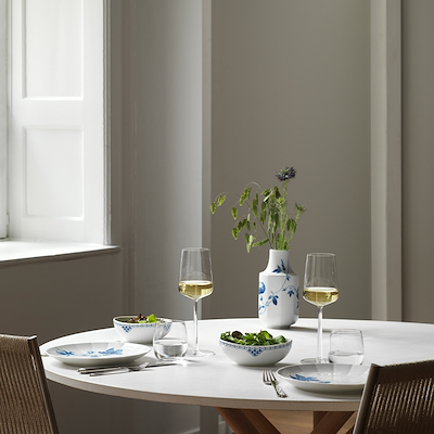 Royal Copenhagen Prinsesse skål oval 2 stk. hvid/blå