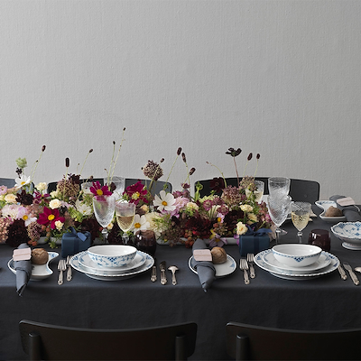 Royal Copenhagen Prinsesse skål oval 2 stk. hvid/blå