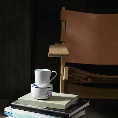 Royal Copenhagen Blue Line krus hvid/blå 28 cl 2 Stk.