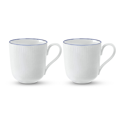 Royal Copenhagen Blue Line krus hvid/blå 28 cl 2 Stk.