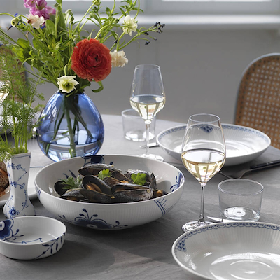 Royal Copenhagen Blå Mega Riflet skål 240 cl