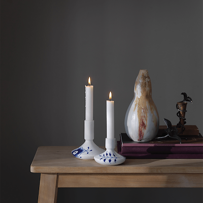 Royal Copenhagen blå Mega Riflet lysestage 8 cm