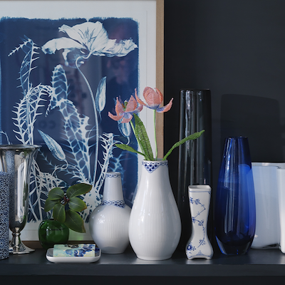 Royal Copenhagen Prinsesse vase 18 cm hvid/blå