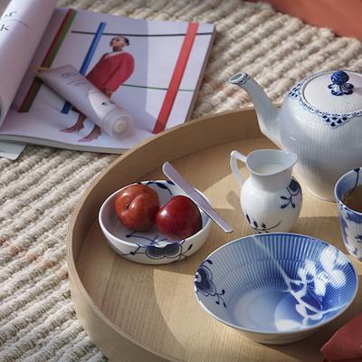 Royal Copenhagen blå Mega Riflet fad blå 12,5 cm