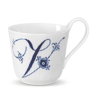 Royal Copenhagen Alfabet krus V blå 33 cl