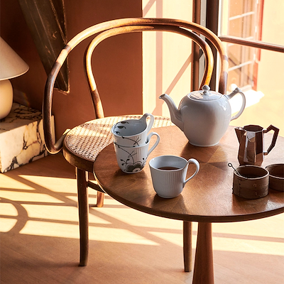 Royal Copenhagen Hvid Riflet Højhankskop 25 cl