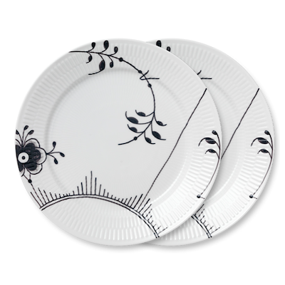 Royal Copenhagen Sort Mega Riflet tallerken 2 stk Ø 27 cm