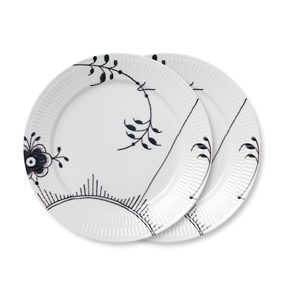 Royal Copenhagen Sort Mega Riflet tallerken 2 stk Ø 22 cm