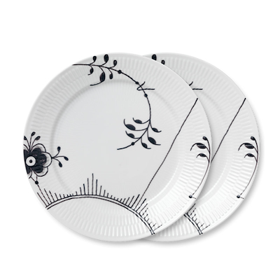 Royal Copenhagen Sort Mega Riflet tallerken Ø 22 cm 2 stk
