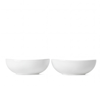Royal Copenhagen Hvid Riflet oval skål 37 cl 2 stk
