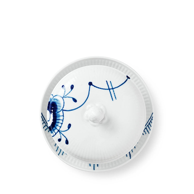 Royal Copenhagen Blå Mega Riflet skål med låg og underkop 38 cl