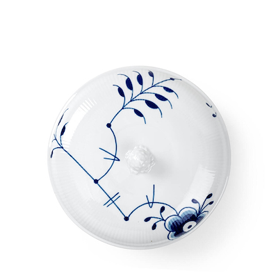 Royal Copenhagen Blå Mega Riflet skål med låg 130 cl