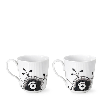 Royal Copenhagen Sort Mega Riflet Krus 2 stk. 28 cl